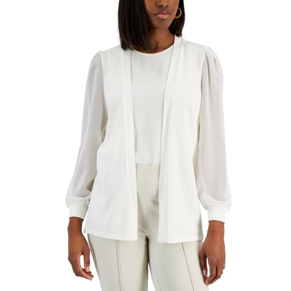 Alfani Chiffon Sleeve Open Front Cardigan